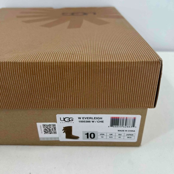 UGG Everleigh 1005386 Tall Tan Sheepskin Boots with Bows Size US10  EU41 NEW BOX - Picture 12 of 12